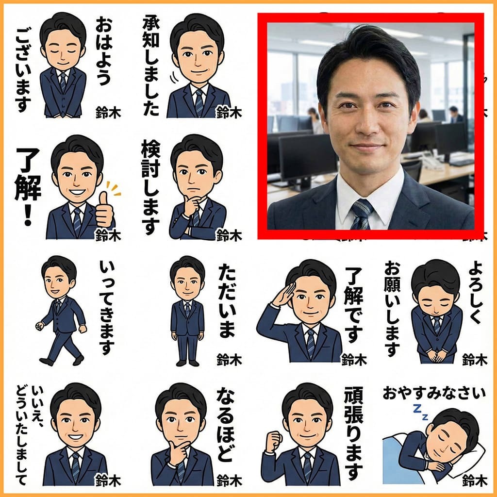 ビジネス用似顔絵スタンプ制作事例